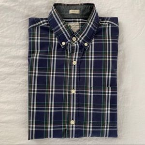 J. Crew Tailored Fit Shirt in Navy & Green Plaid